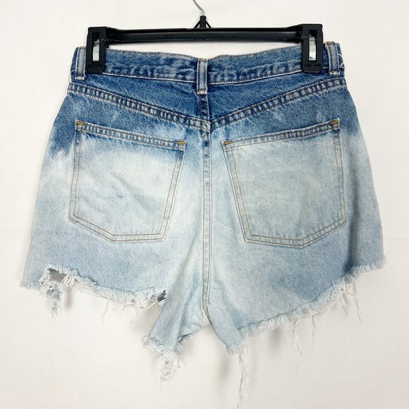 Abercrombie & Fitch Y2K Vtg Dip Dye High Rise Cut Off Denim Shorts 8 Distressed - Picture 3 of 9